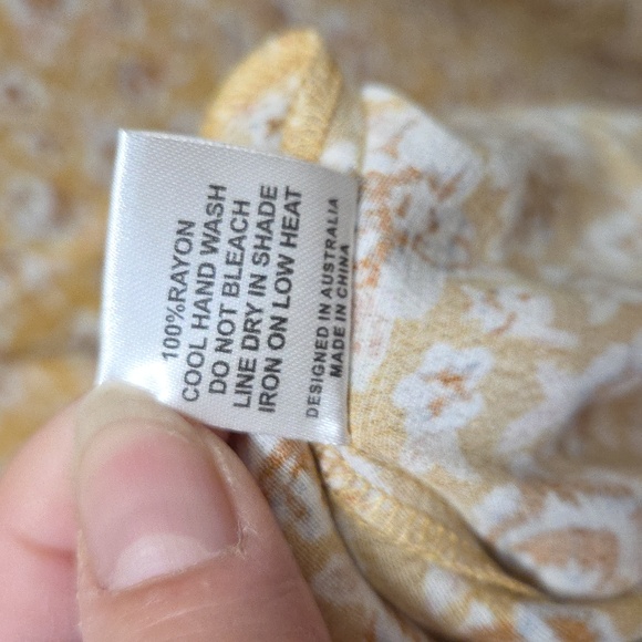 Anthropologie Kivari Yellow Floral Ruffle Faux Wrap Asymmetrical Midi Dress - Picture 8 of 8